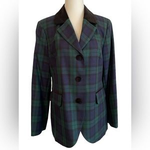 Pendleton Petite 100% Virgin Wool Tartan Plaid Blazer Size 12 Very Good Cond.